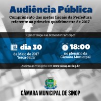 Audiência Pública sobre cumprimento de metas fiscais do executivo será na terça